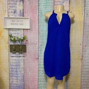 Stella Luce - High V Neck Royal Blue Shift Dress